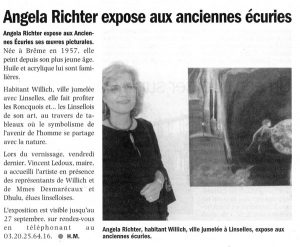 französ. Zeitungsartikel zur Ausstellung in Roncq